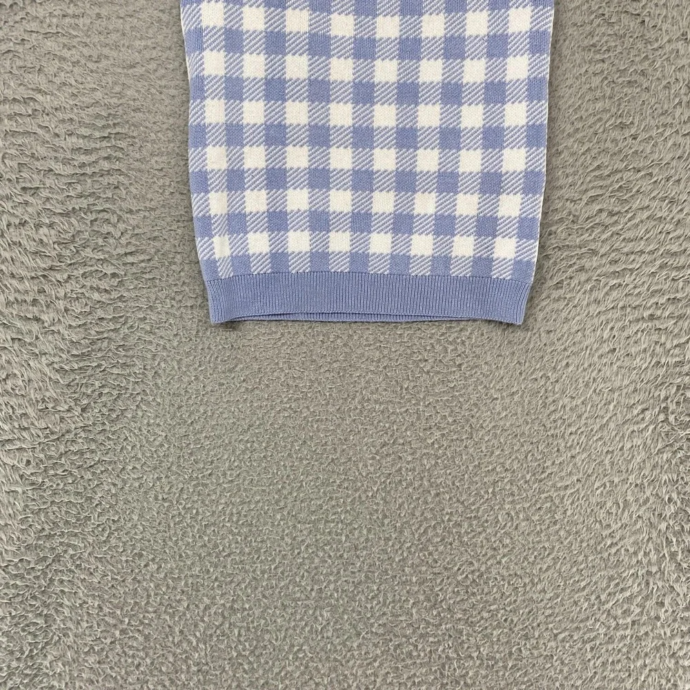 Abercrombie & Fitch Crop Tank Top Womens XS Blue Gingham Plaid Knit Square Neck - Picture 3 of 13